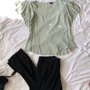 Double ruffle sleeve mint shirt